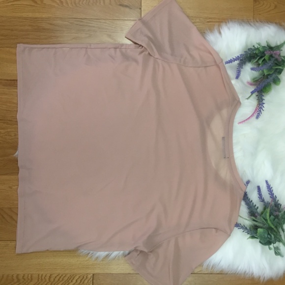 Cotton On Sheer Light Pink/Coral Mesh Boxy T-Shirt - Picture 5 of 7